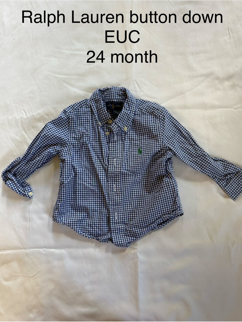 Ralph Lauren Navy and White Gingham Button-Down Shirt